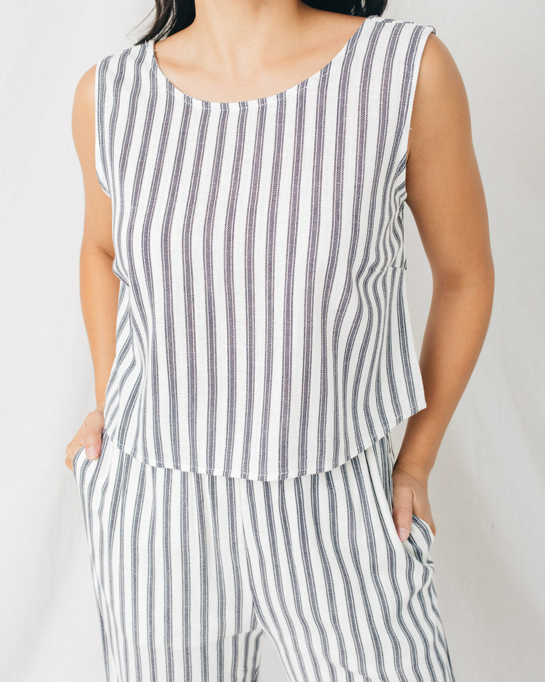 Tribecca Stripe Back Tie Crop Top