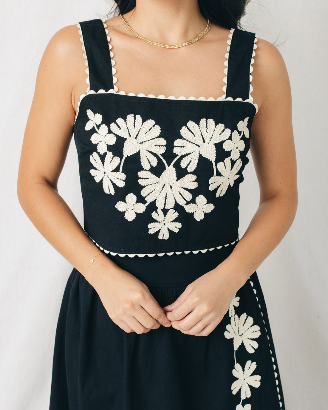 Dalilah Embroidered Wide Strap Crop Top