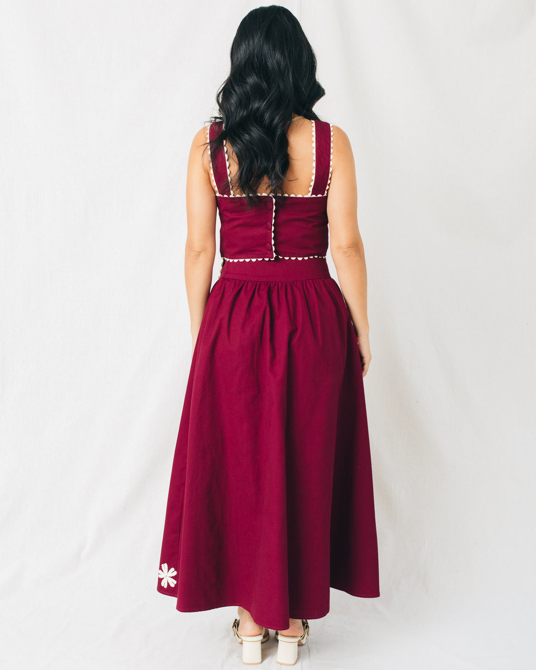 Dalilah Embroidered Wide Strap Crop Top