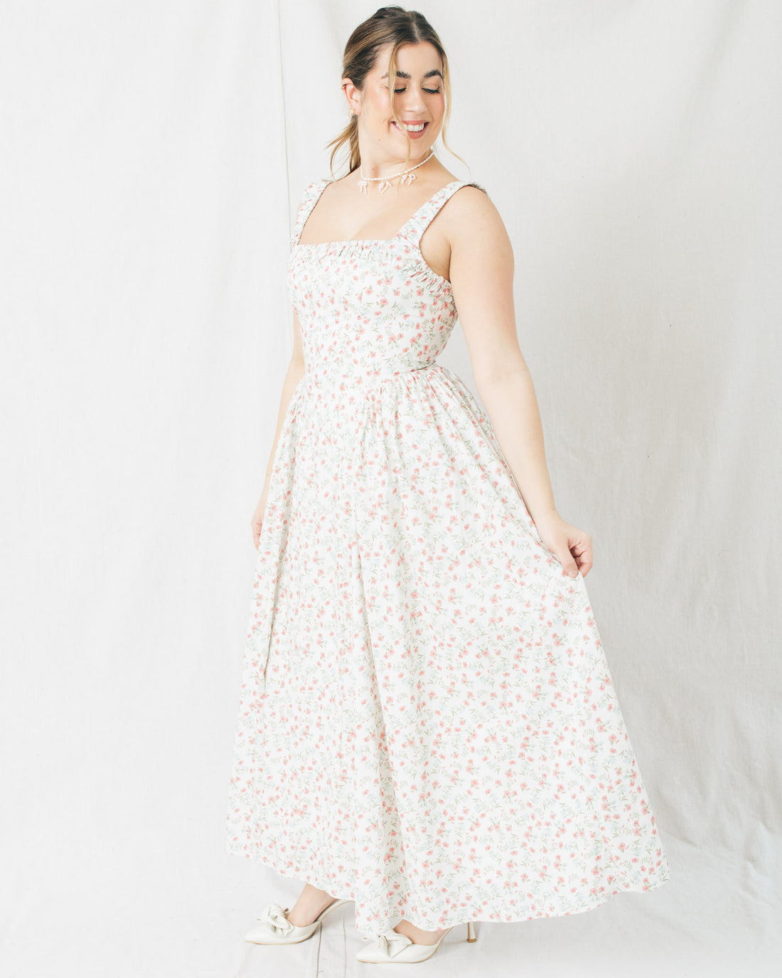 Sarah Square Neckline Floral Midi Dress