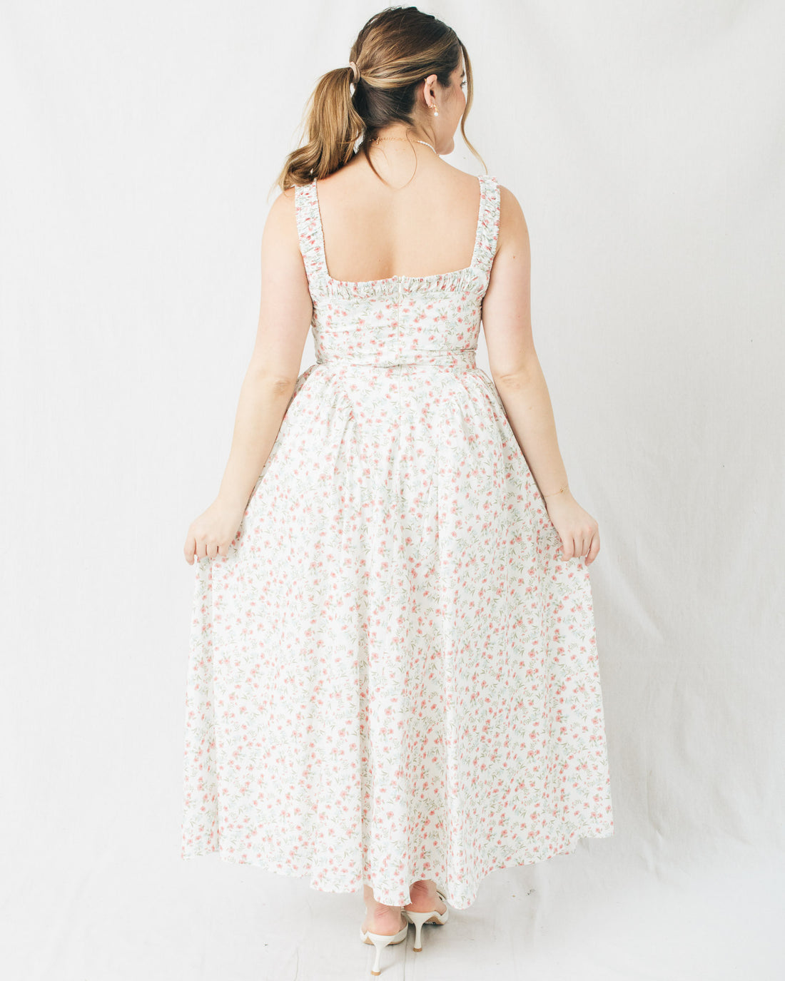 Sarah Square Neckline Floral Midi Dress