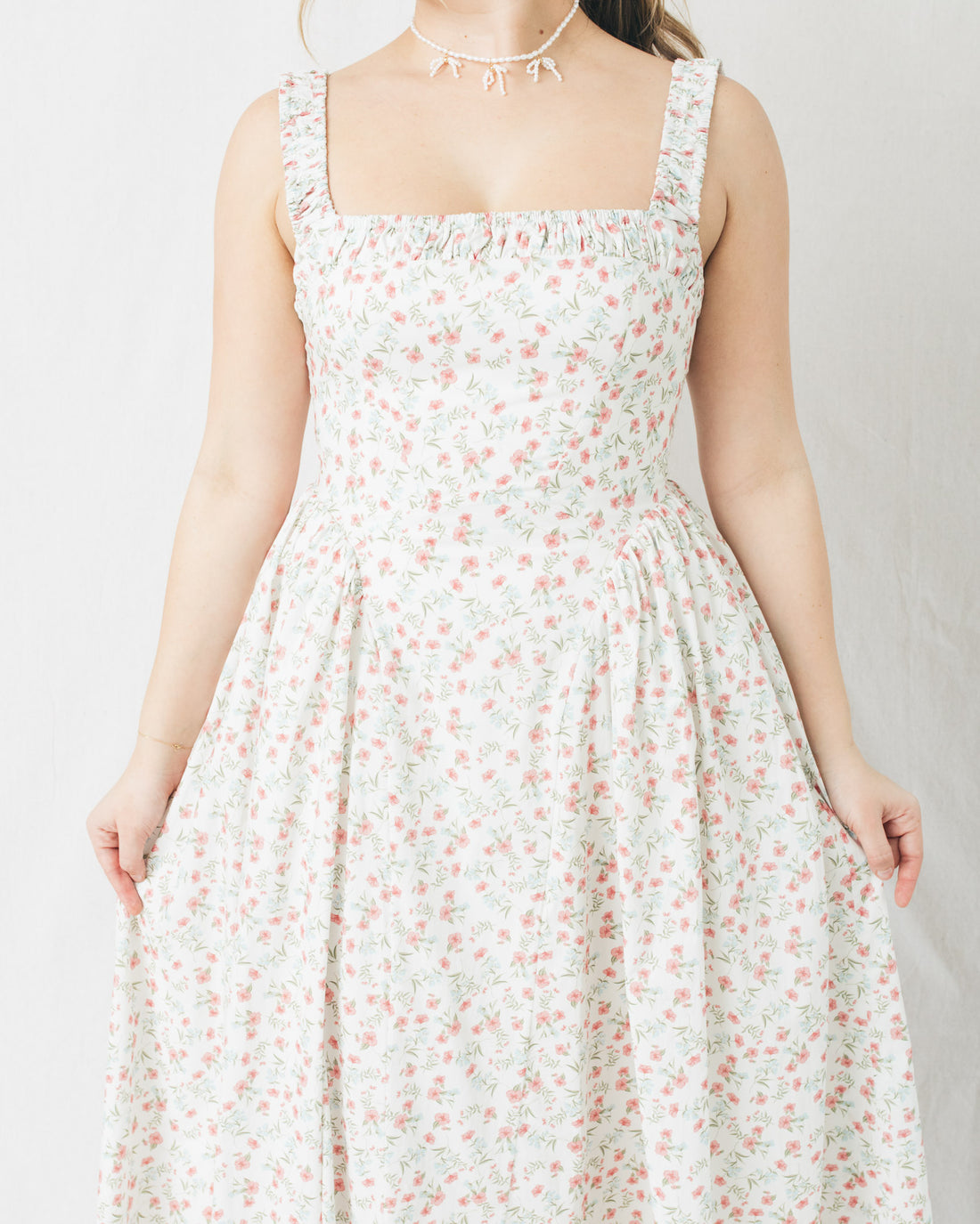 Sarah Square Neckline Floral Midi Dress