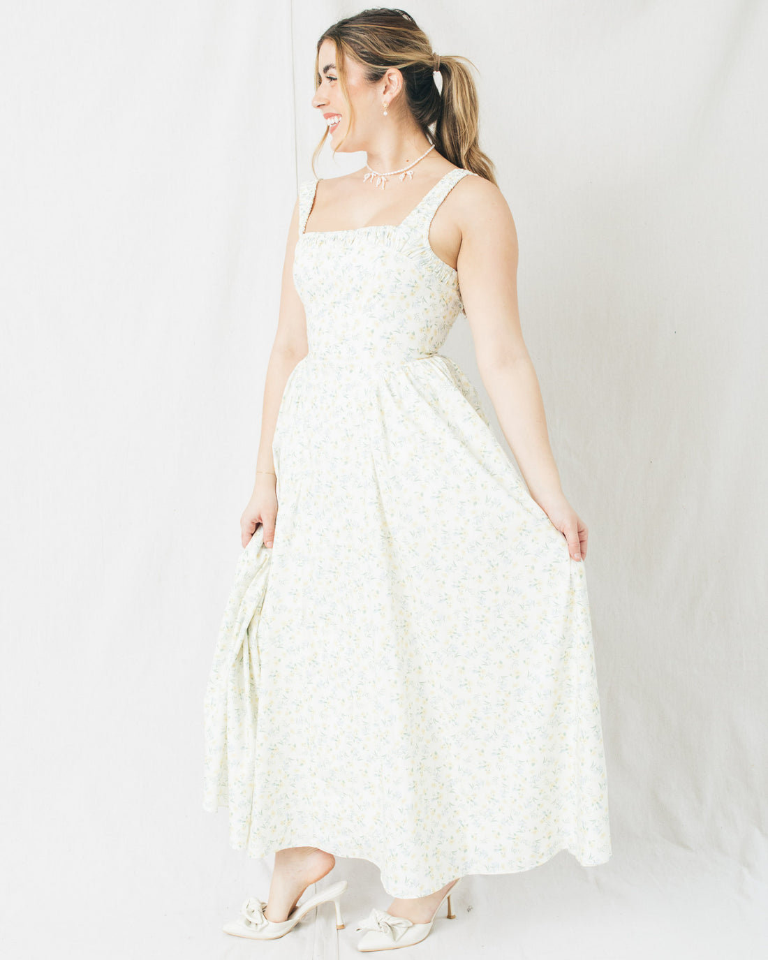 Sarah Square Neckline Floral Midi Dress