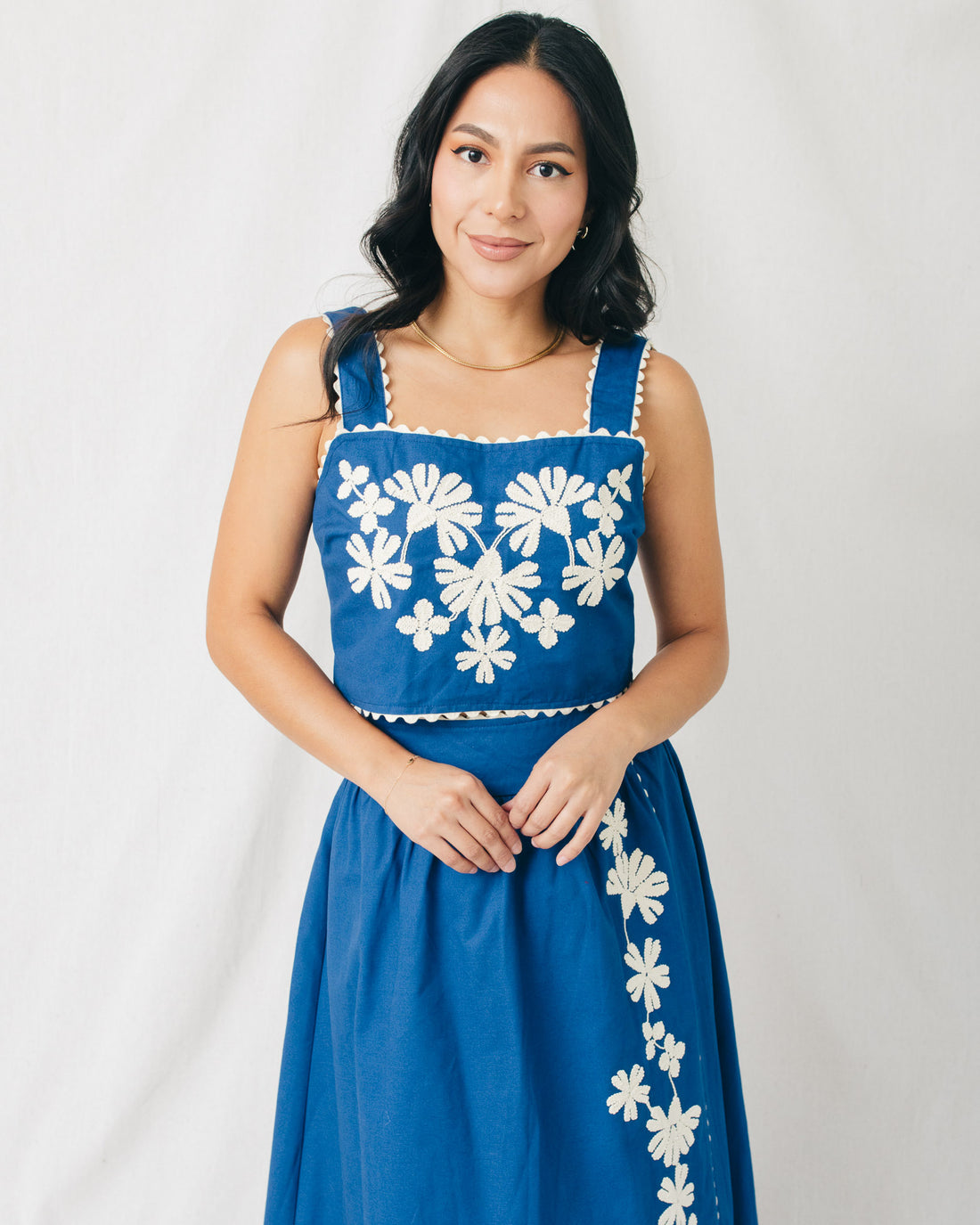 Dalilah Embroidered Wide Strap Crop Top