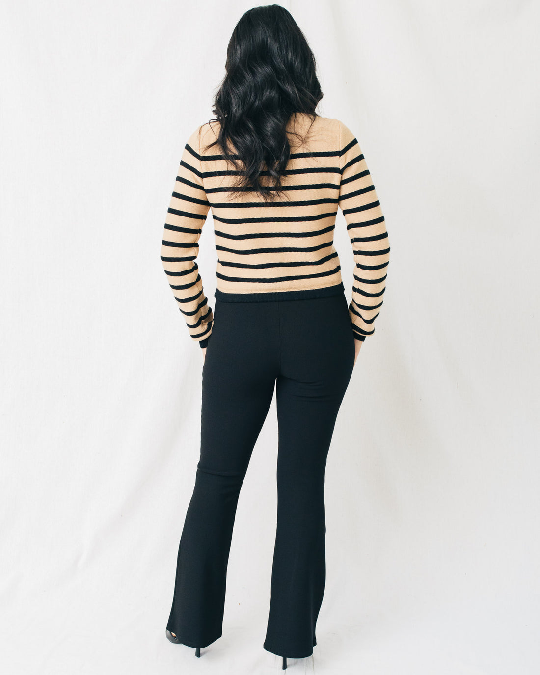 Allison Round Neck Button Down Striped Cardigan