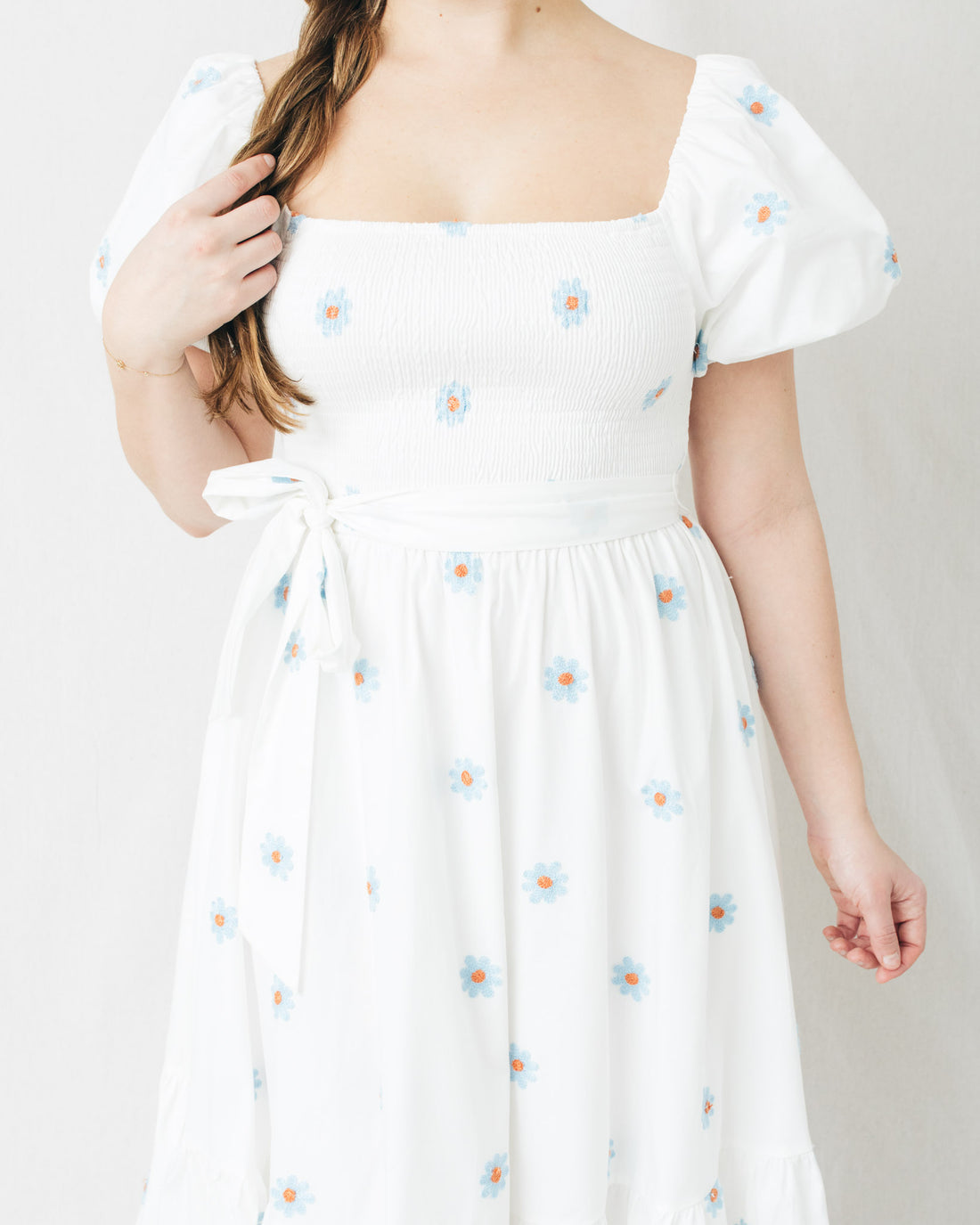 Maggie Puff Sleeve Smocked Midi Dress