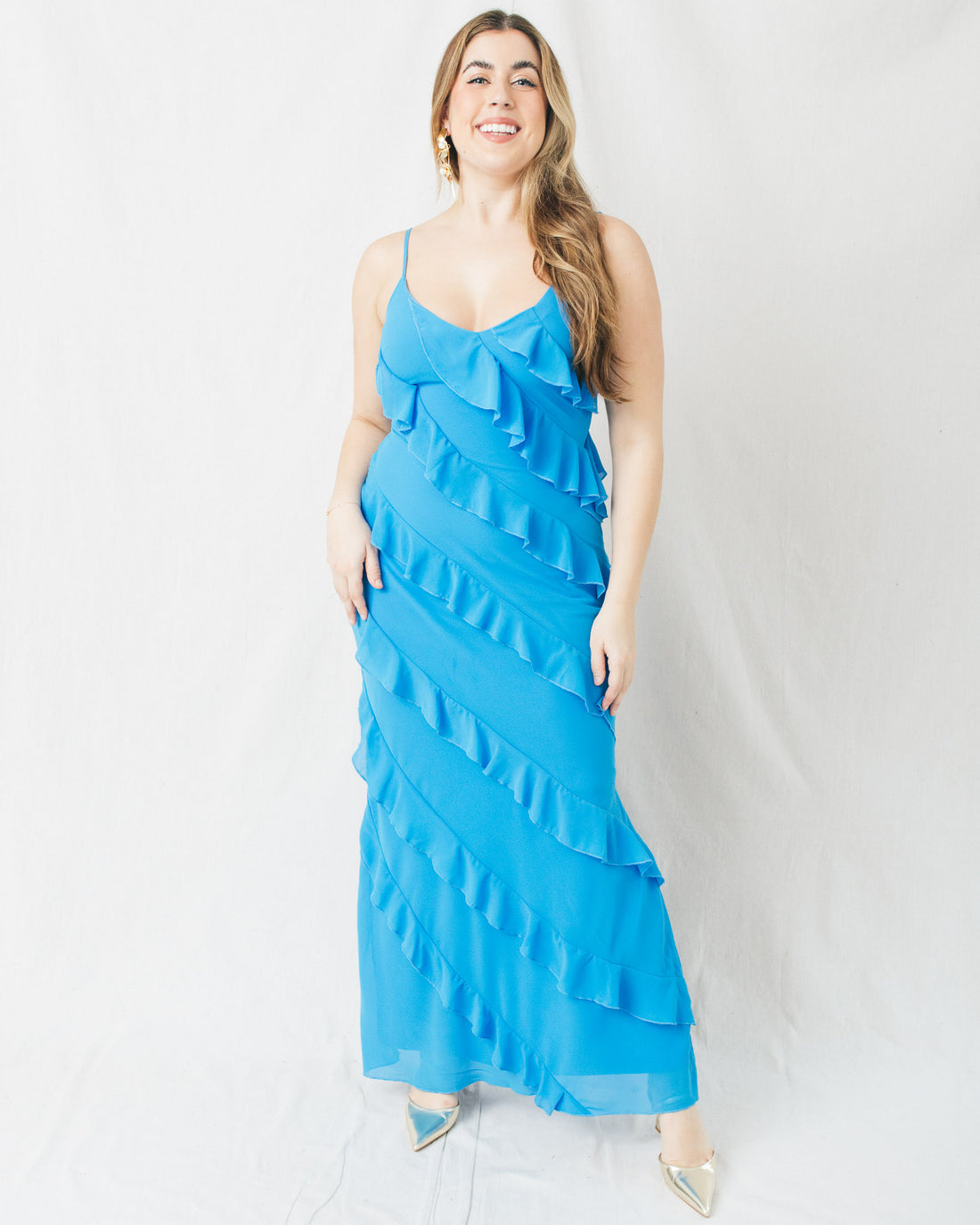 Alina Asymetrical Tiered Ruffled Maxi Dress