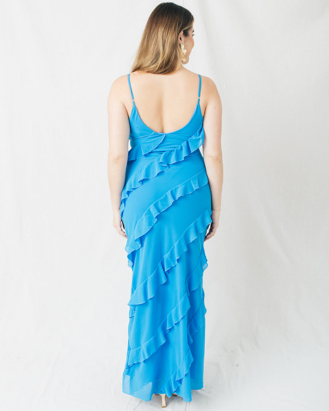 Alina Asymetrical Tiered Ruffled Maxi Dress