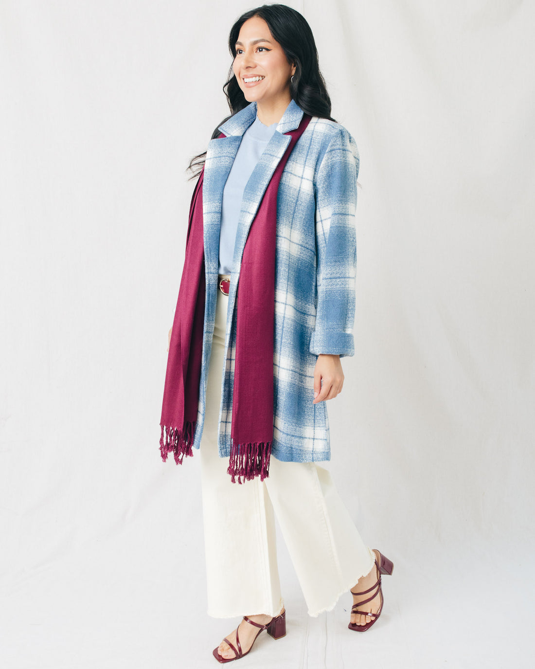 Johna Tartan Check Brushed Oversized Coat