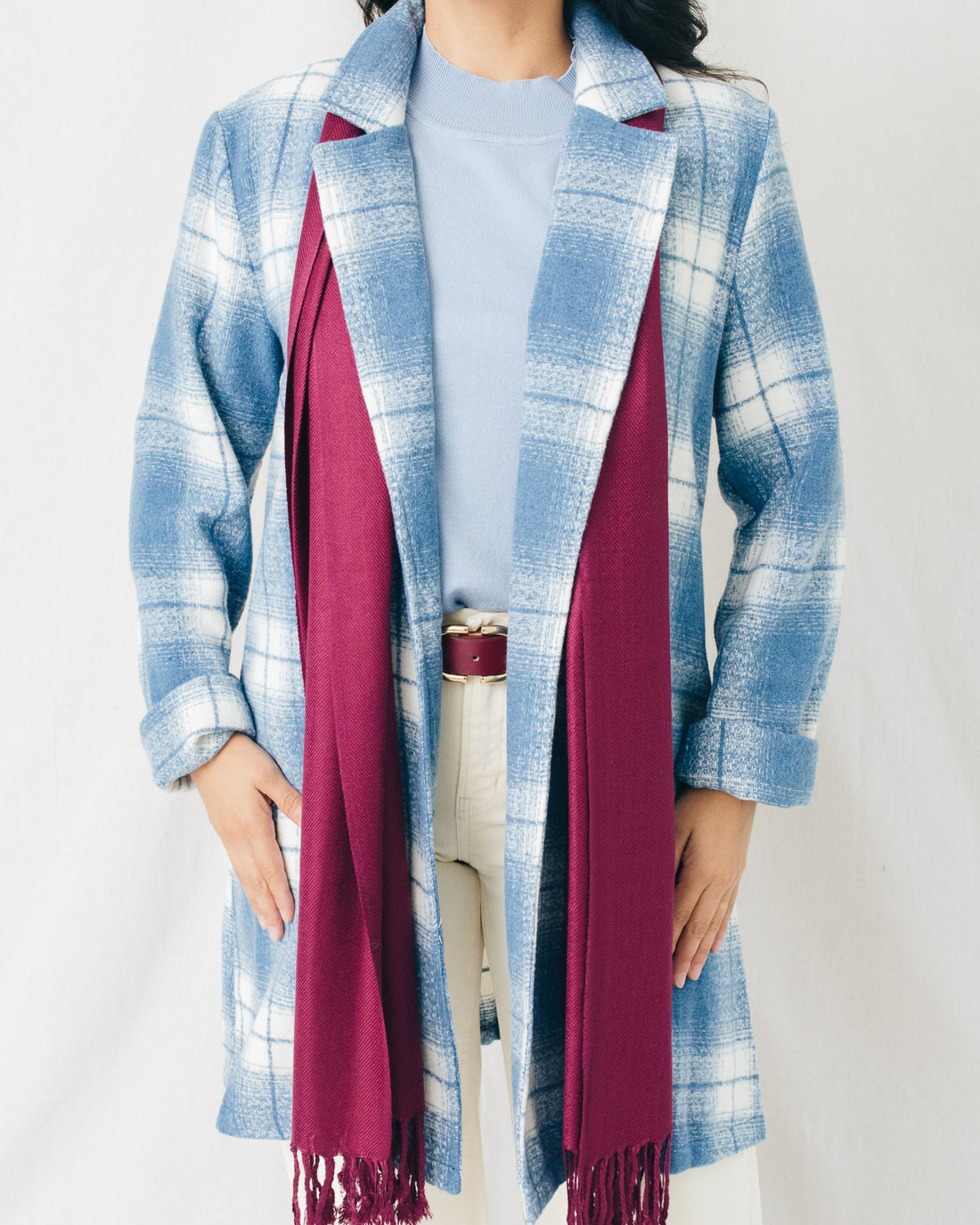 Johna Tartan Check Brushed Oversized Coat