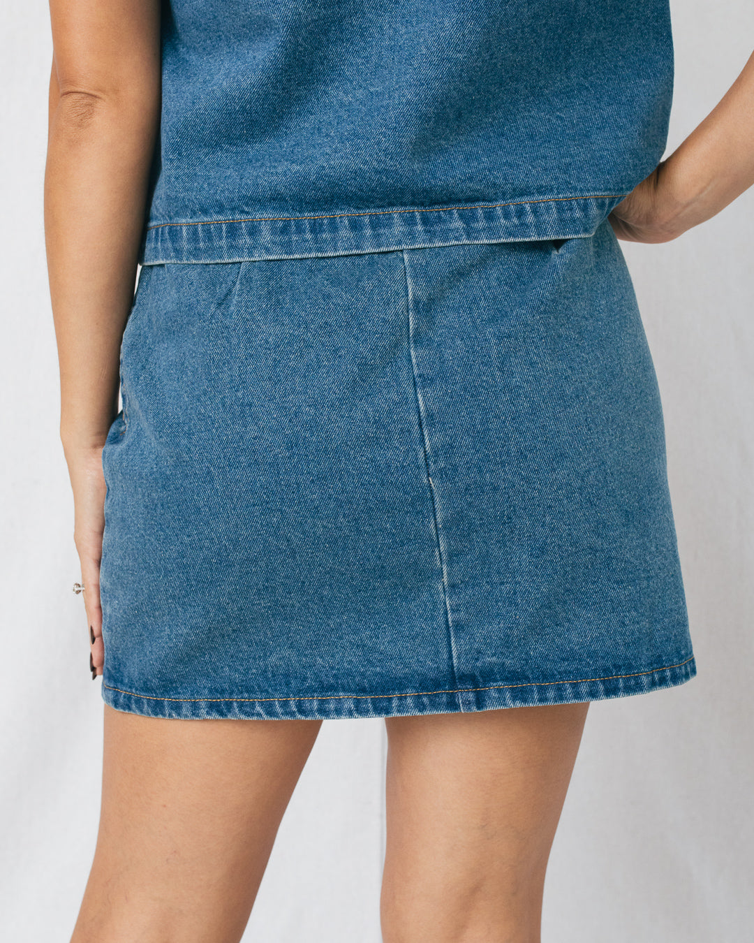 Liberty Gold Tone Button Trim Mini Skirt