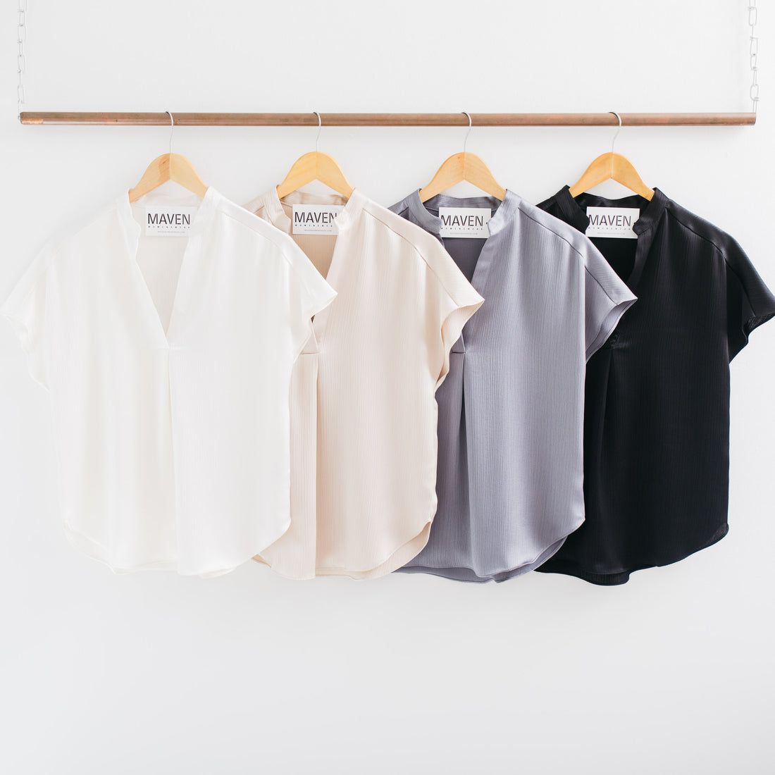Allyssa Crinkle Satin Drop Shoulder Blouse