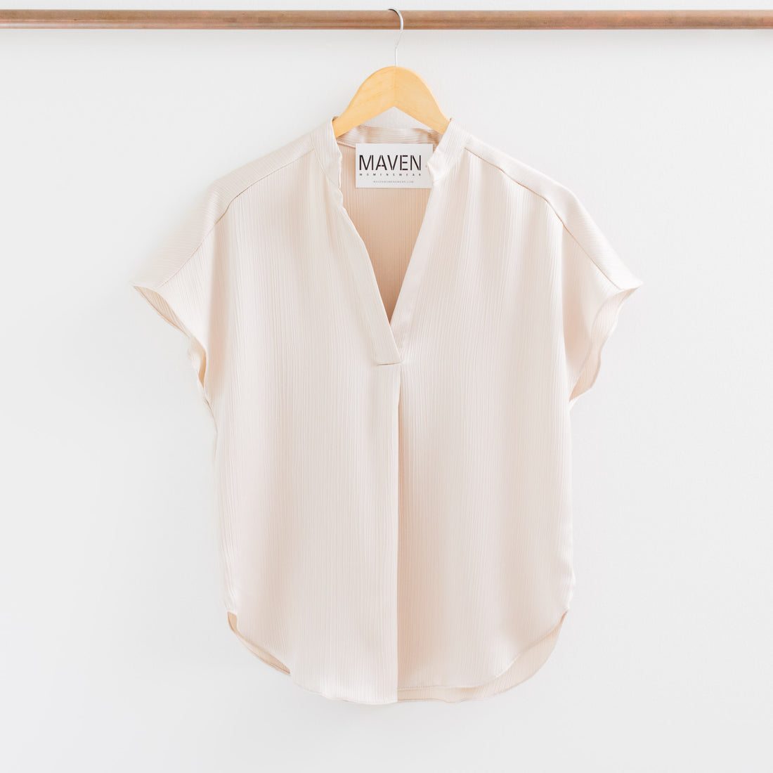 Allyssa Crinkle Satin Drop Shoulder Blouse