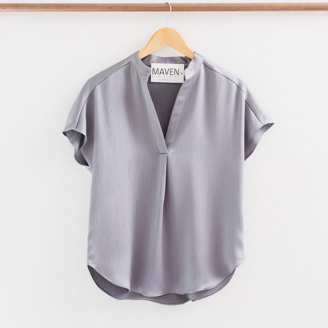 Allyssa Crinkle Satin Drop Shoulder Blouse