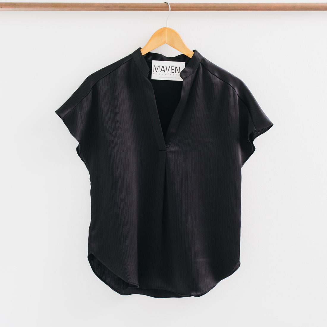 Allyssa Crinkle Satin Drop Shoulder Blouse