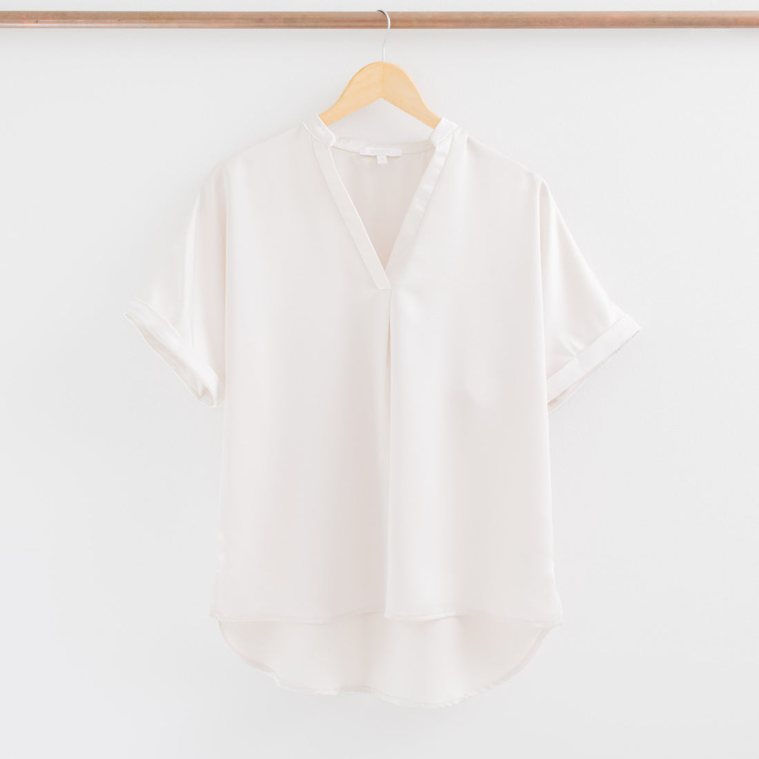 Jelena V-Neck Placket Cuffs Sleeves Top