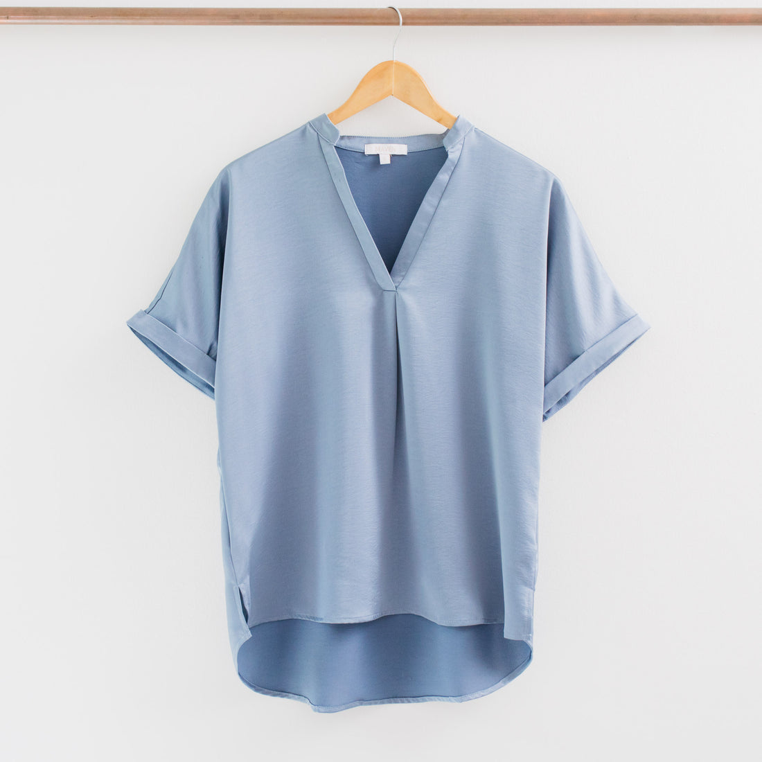 Jelena V-Neck Placket Cuffs Sleeves Top