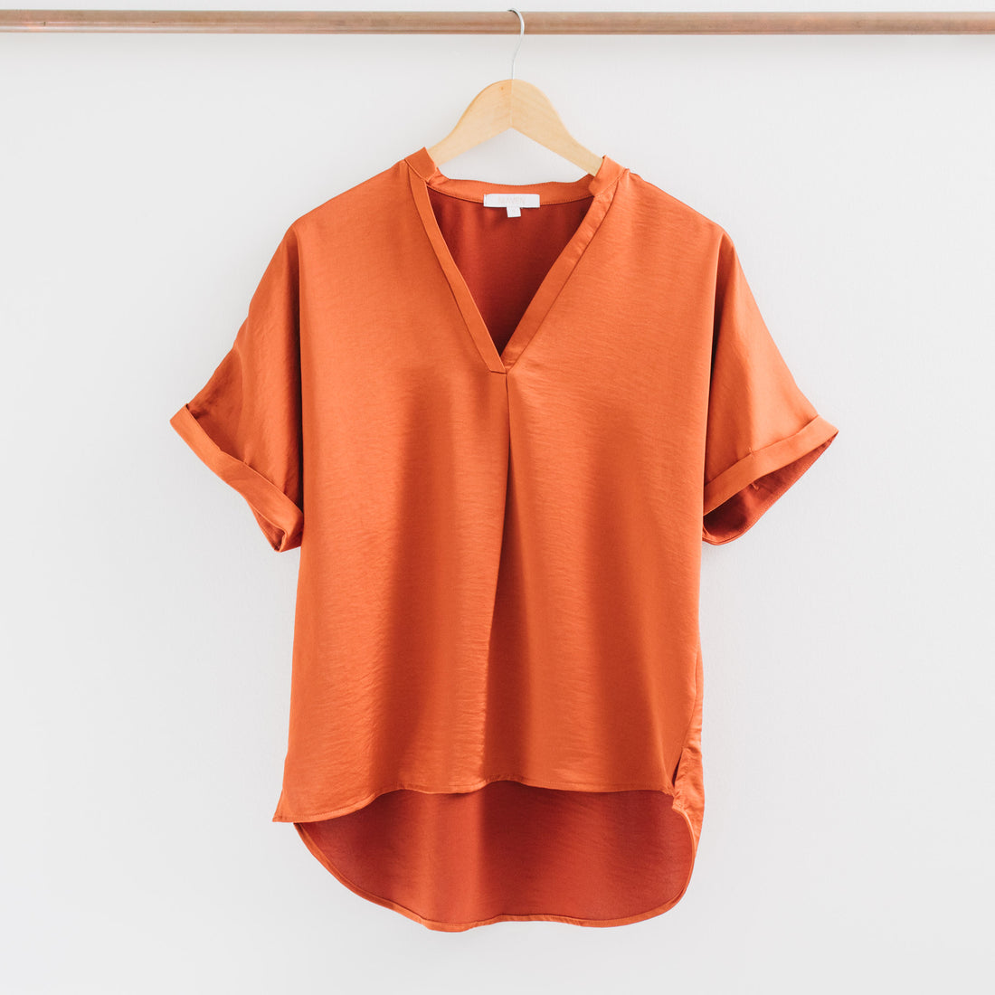 Jelena V-Neck Placket Cuffs Sleeves Top