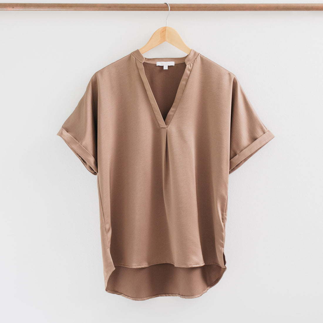 Jelena V-Neck Placket Cuffs Sleeves Top