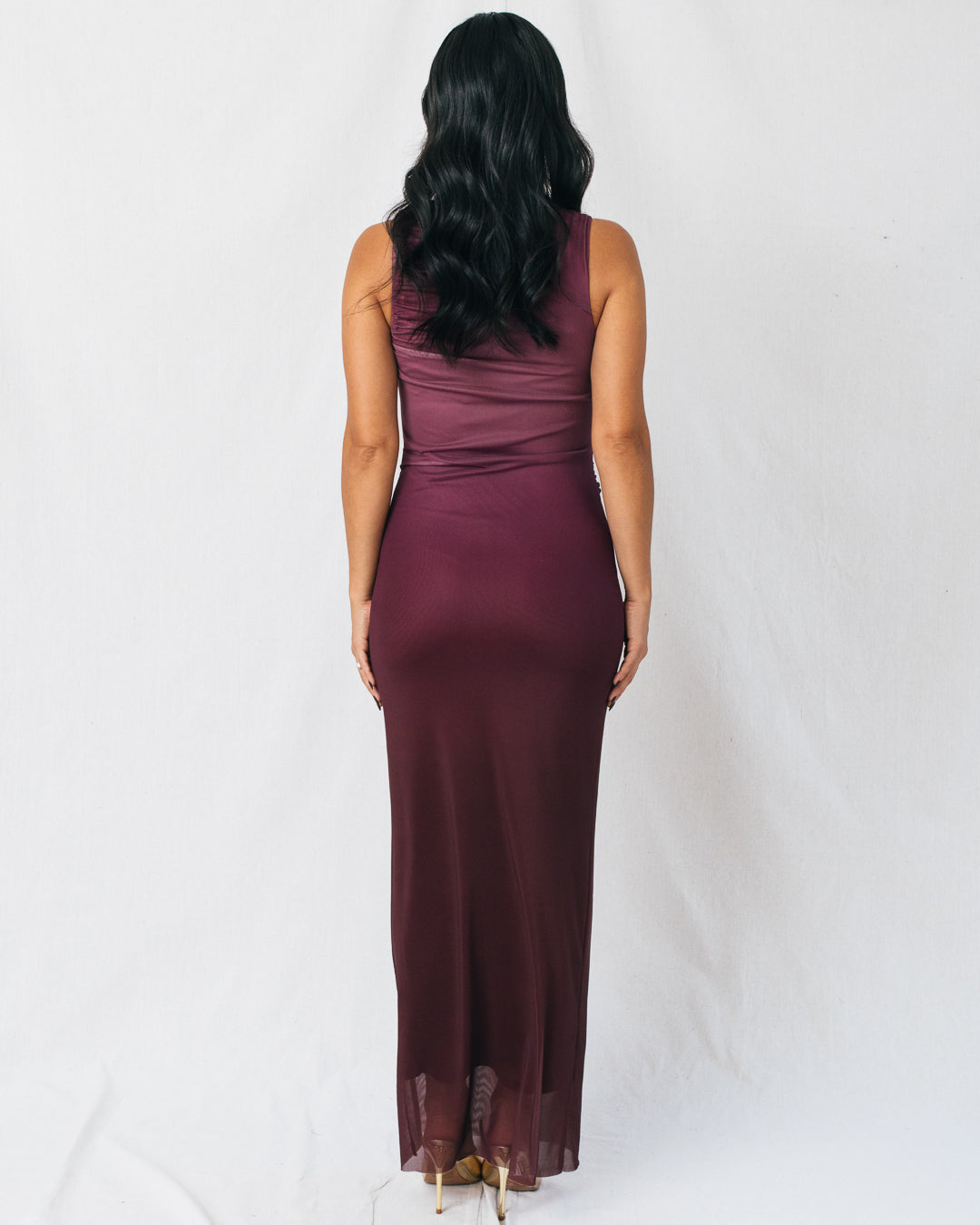 Salma Boat Neck Ruched Ombre Maxi Dress