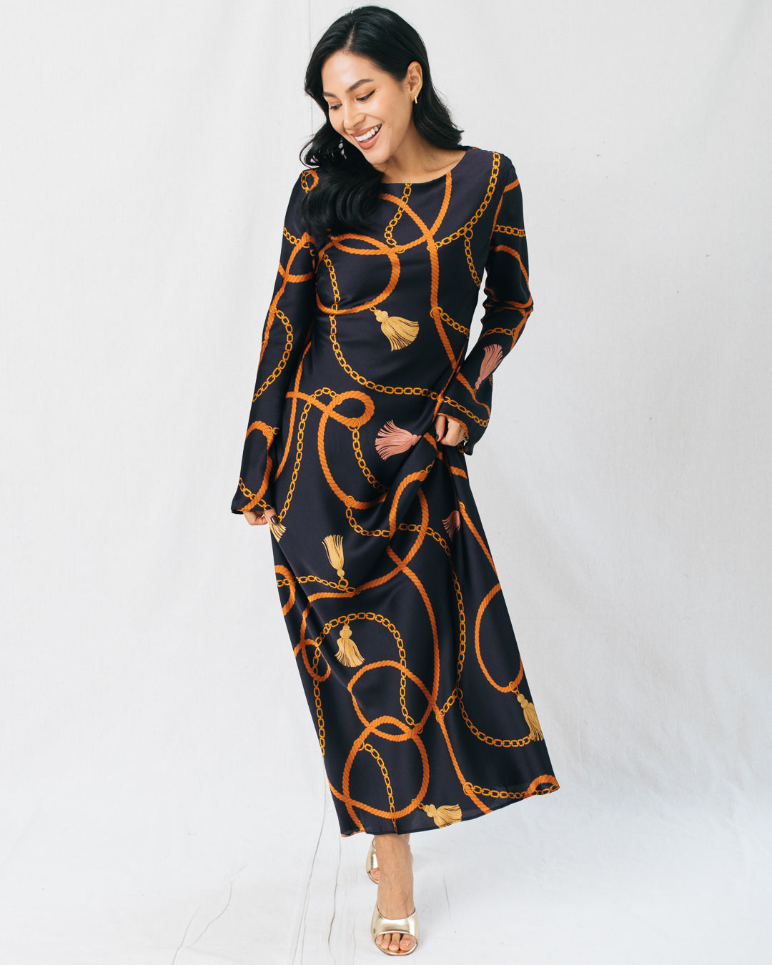Oriana Satin Bell Sleeve Maxi Dress