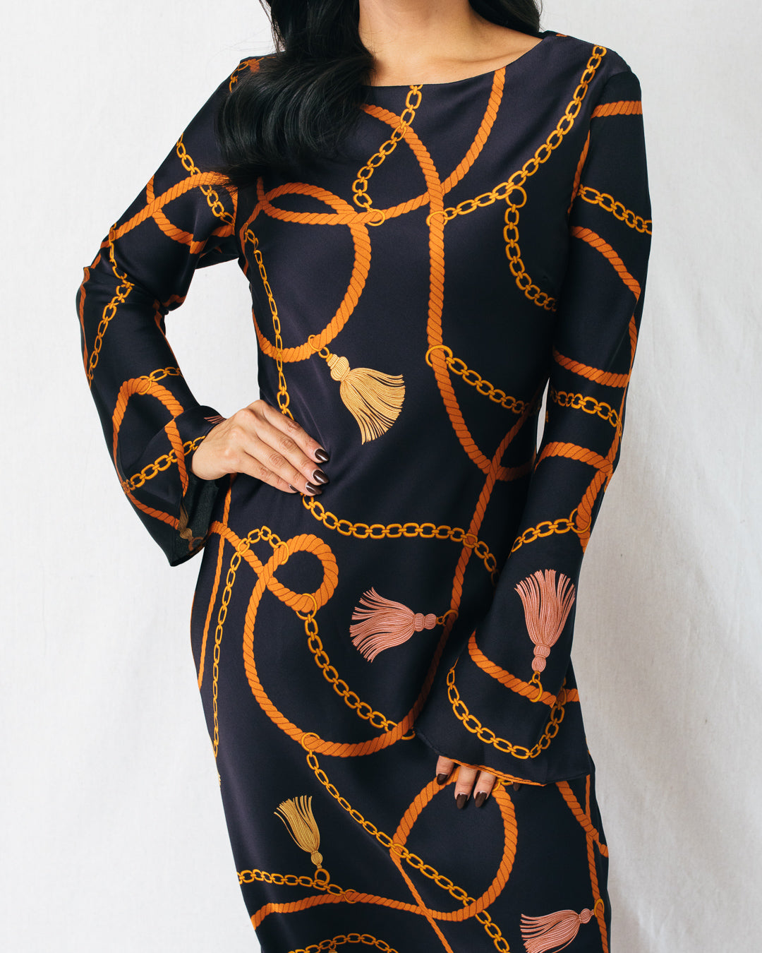 Oriana Satin Bell Sleeve Maxi Dress