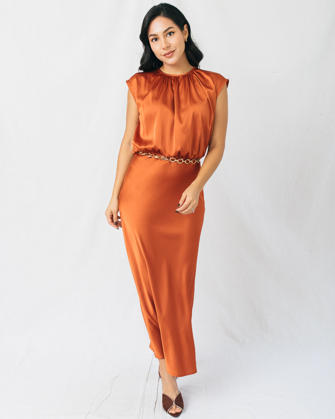 Susy Short Sleeve Cinched Waist Maxi Dress