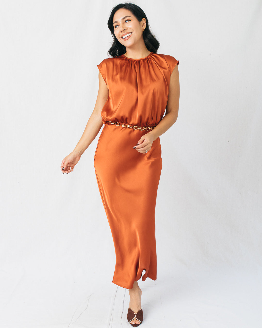 Susy Short Sleeve Cinched Waist Maxi Dress