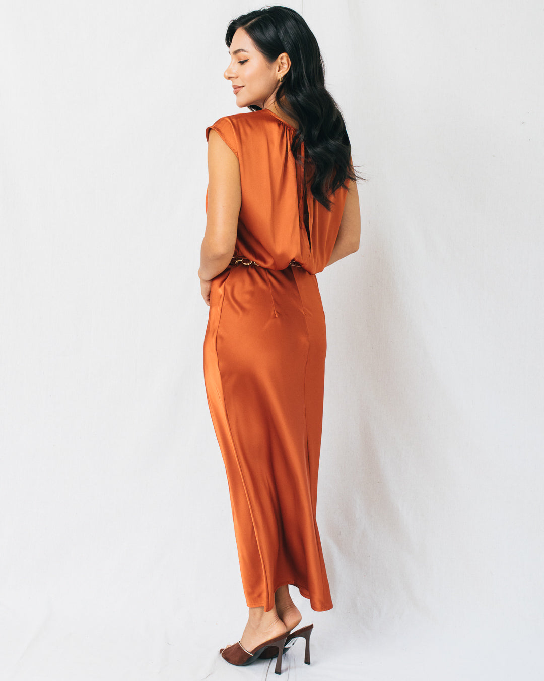 Susy Short Sleeve Cinched Waist Maxi Dress
