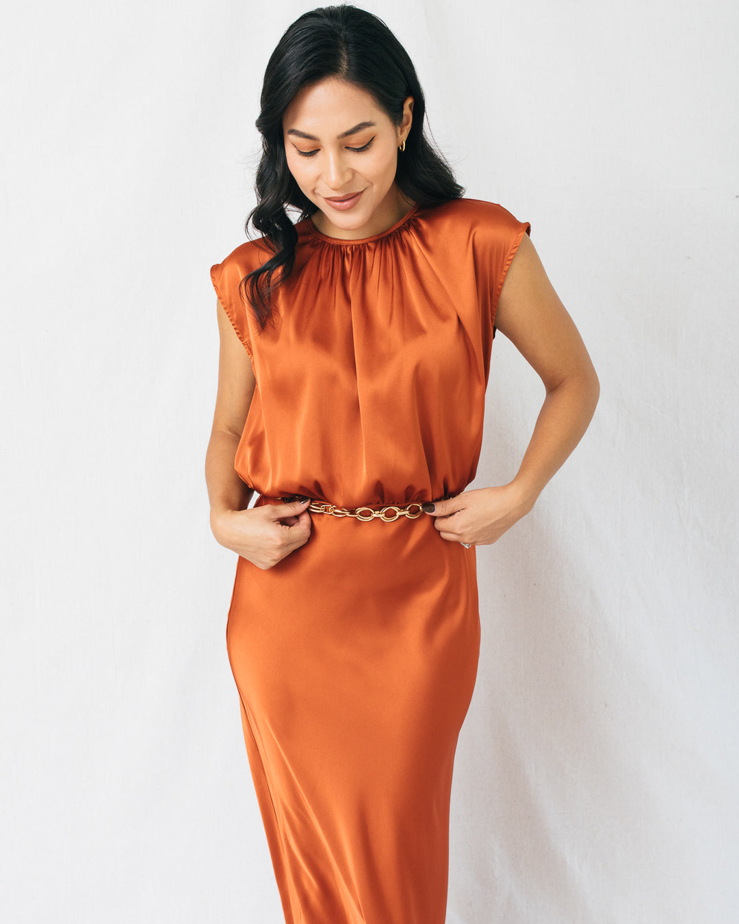 Susy Short Sleeve Cinched Waist Maxi Dress