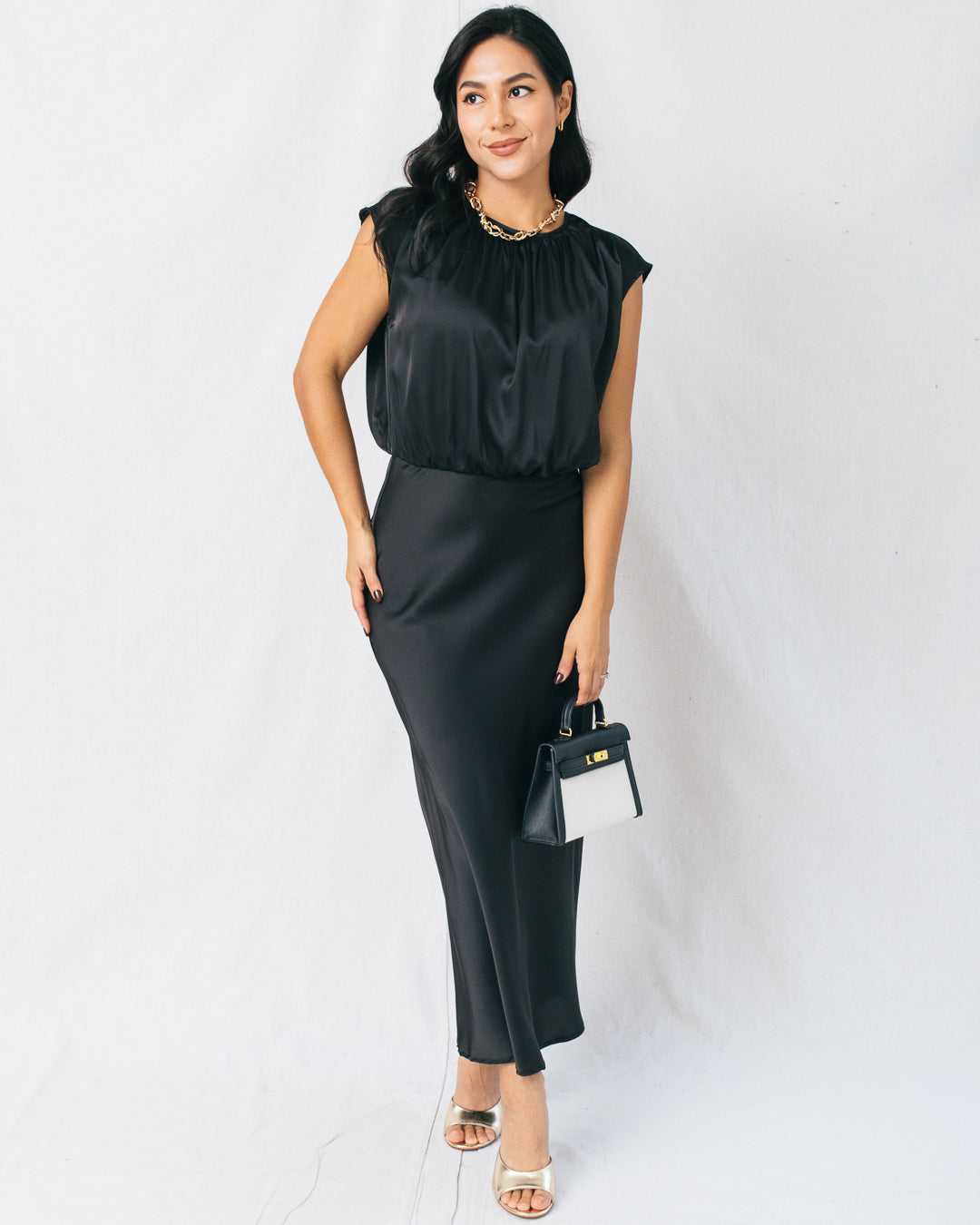Susy Short Sleeve Cinched Waist Maxi Dress