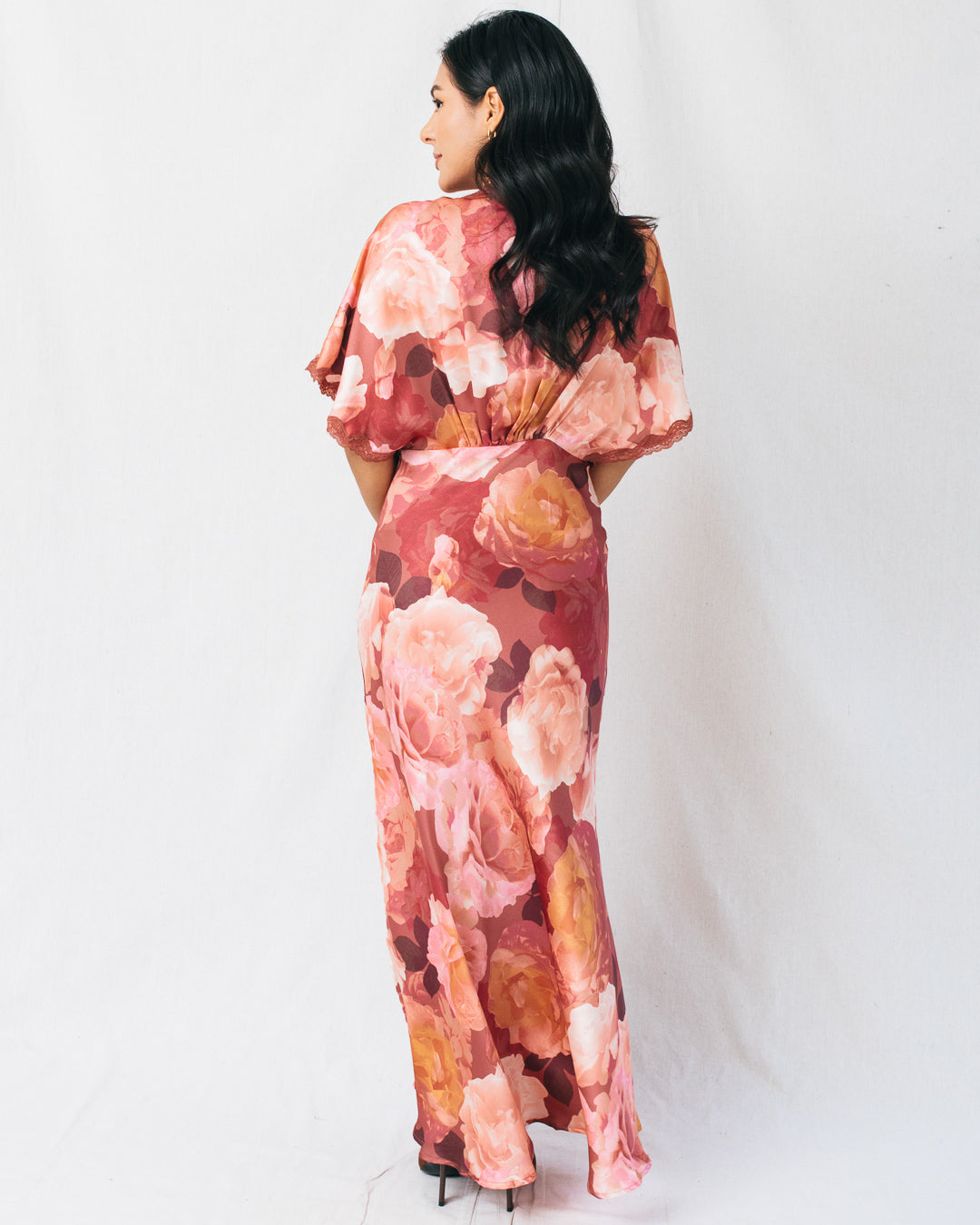 Ever After Floral Lace Trim Blouson Maxi Dress