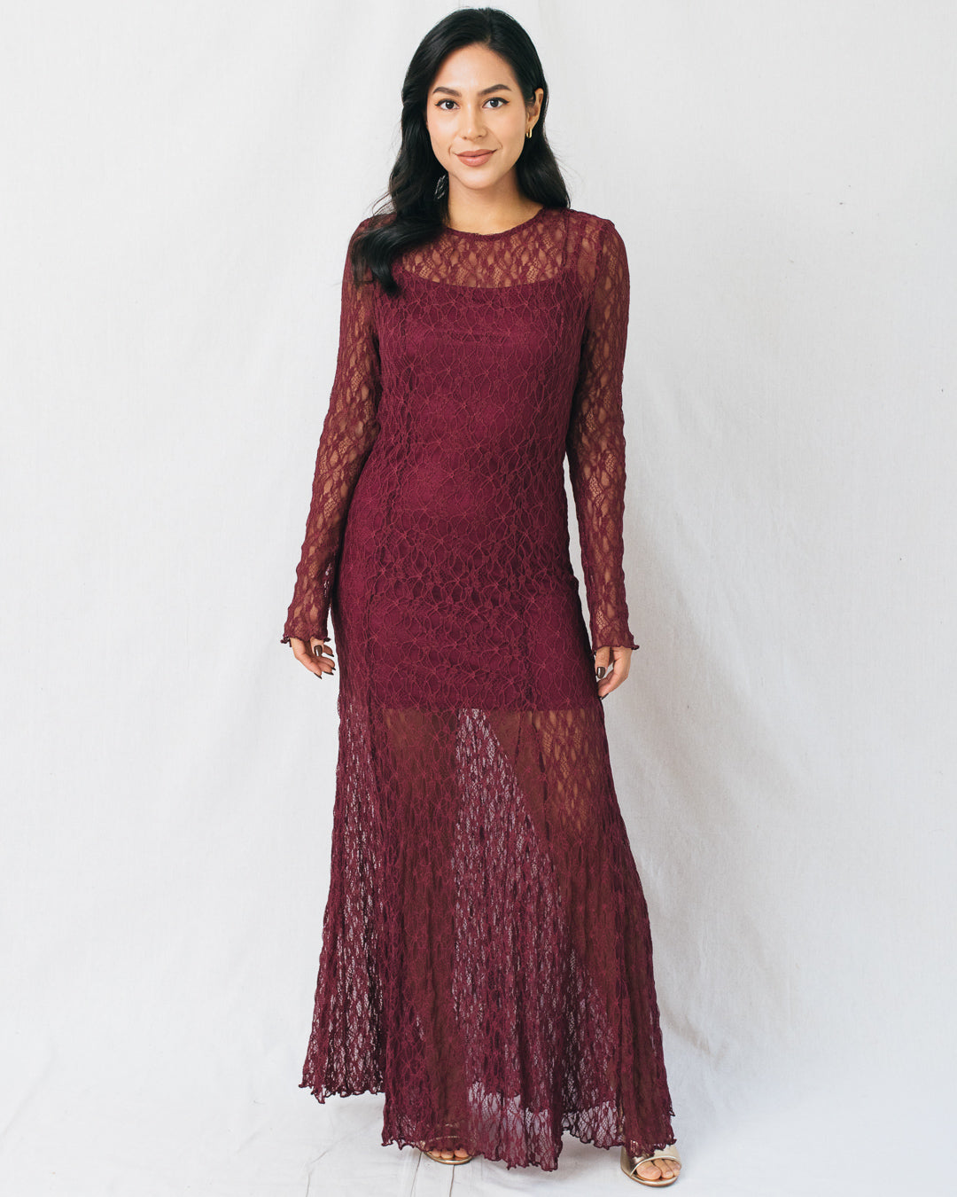 Alina Floral Lace Sculpted Maxi Dress
