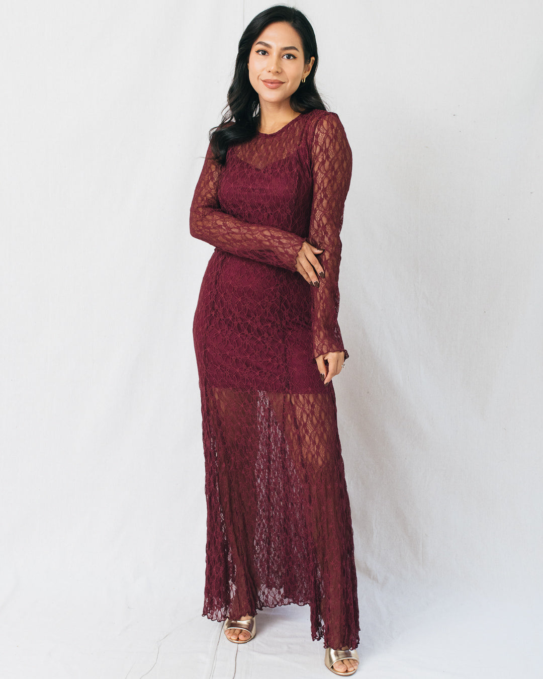 Alina Floral Lace Sculpted Maxi Dress