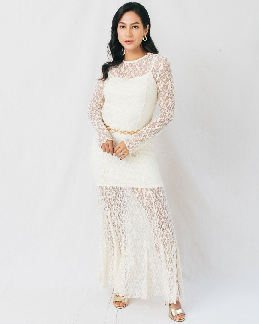 Alina Floral Lace Sculpted Maxi Dress