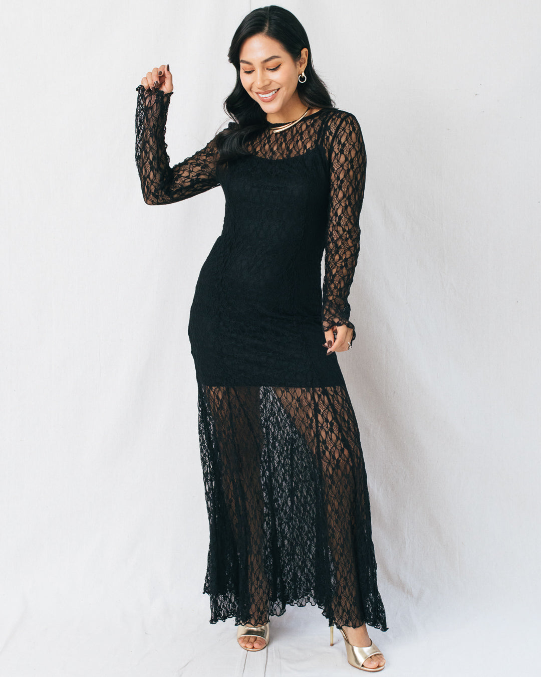 Alina Floral Lace Sculpted Maxi Dress