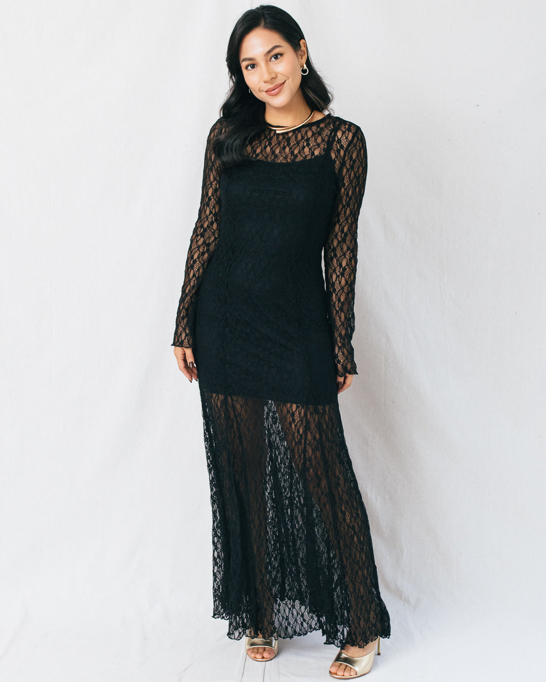 Alina Floral Lace Sculpted Maxi Dress