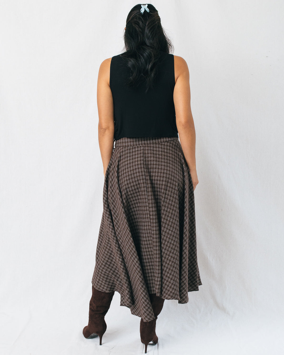 Cider Plaid Flannel Wrap Midi Skirt