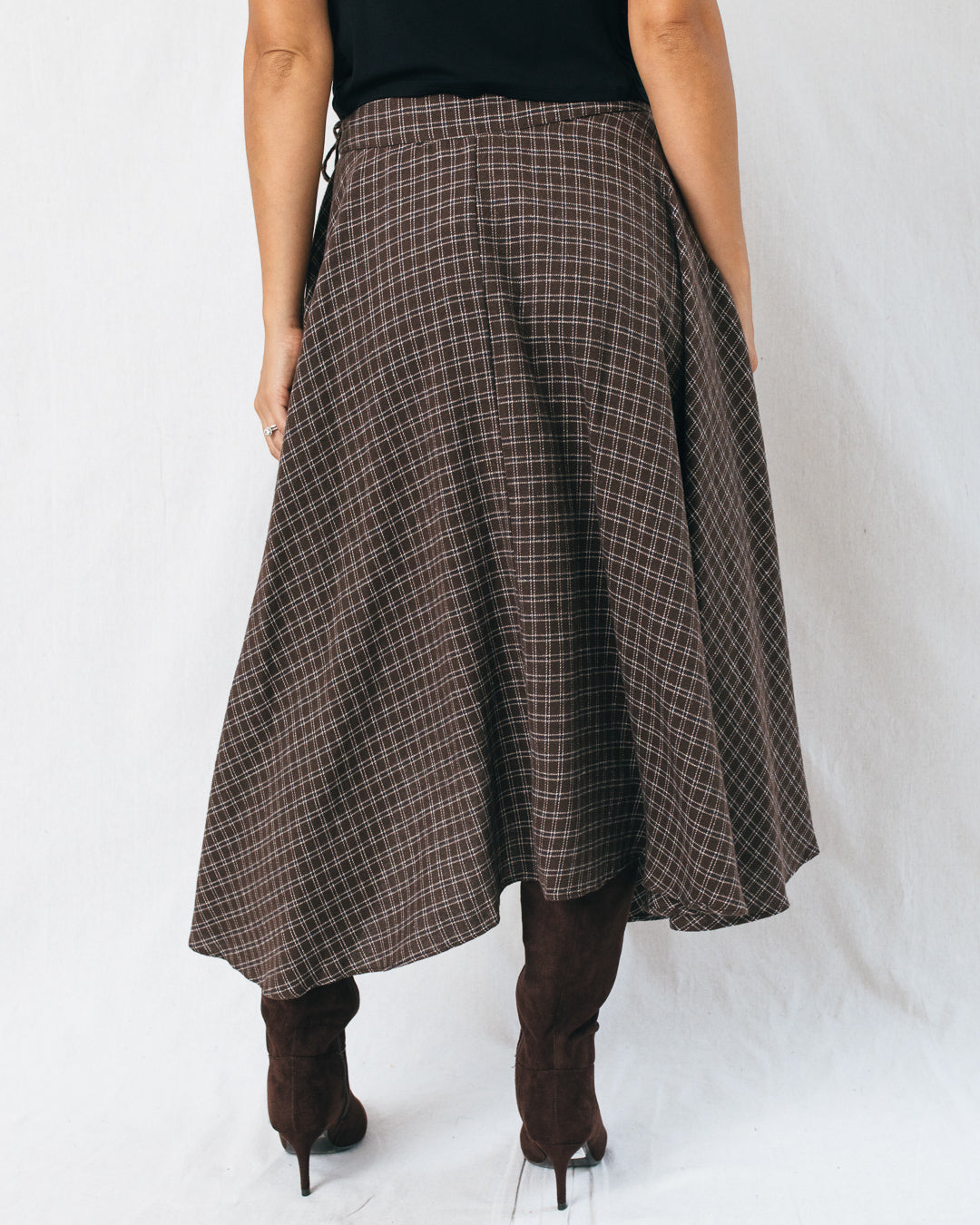 Cider Plaid Flannel Wrap Midi Skirt