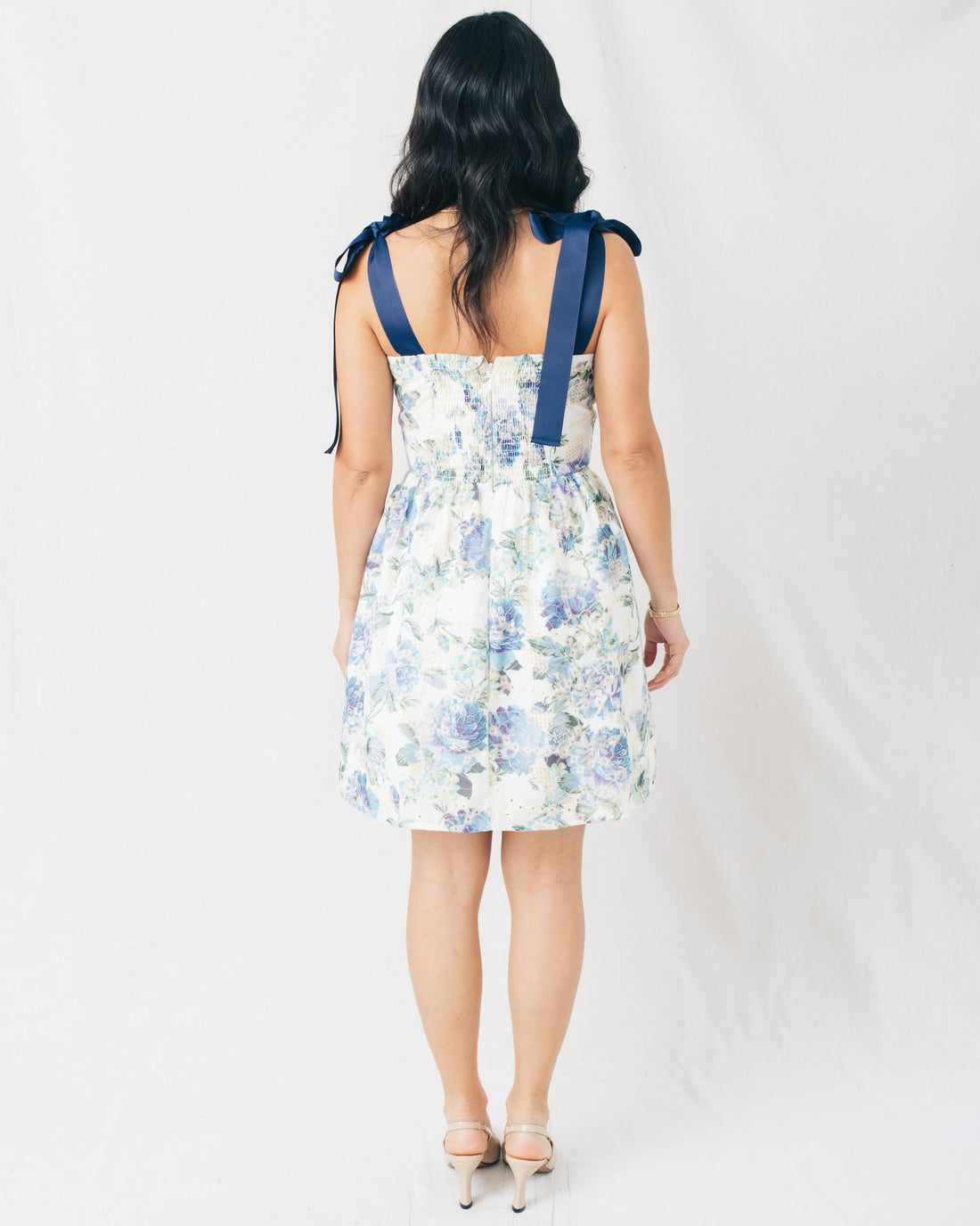 Zaidy Floral Eyelet Shoulder Tie Mini Dress