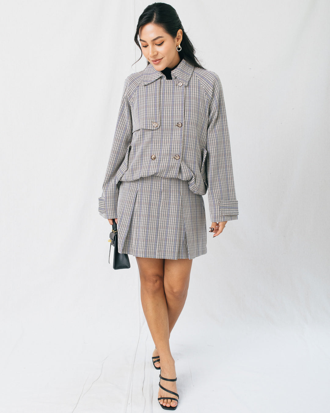 Fannar Plaid Double Breasted Trench Jacket