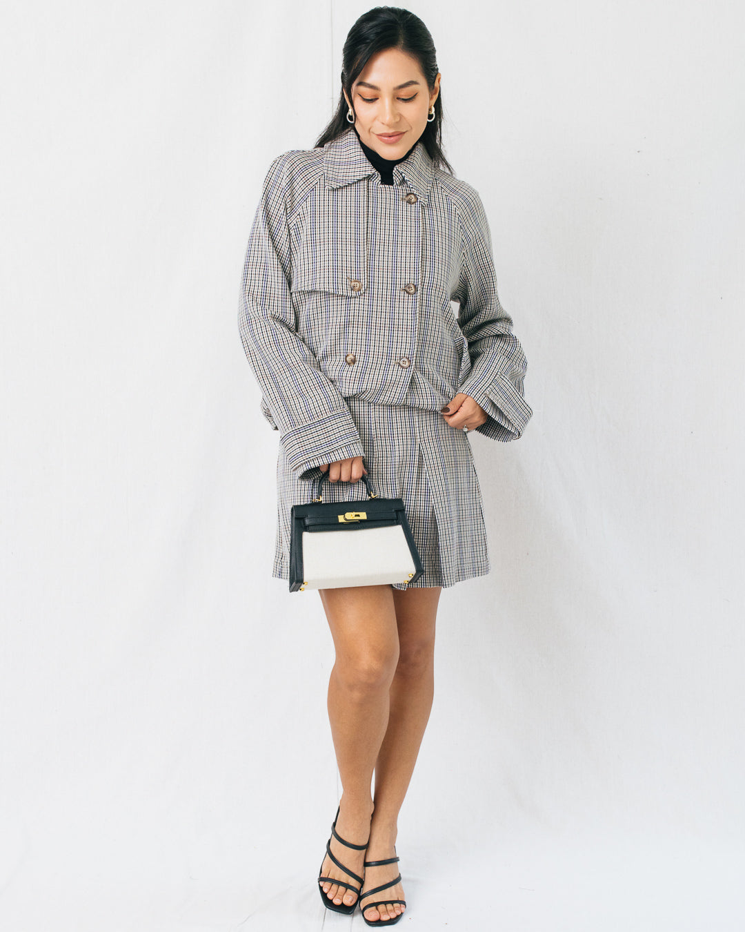 Fannar Plaid Double Breasted Trench Jacket