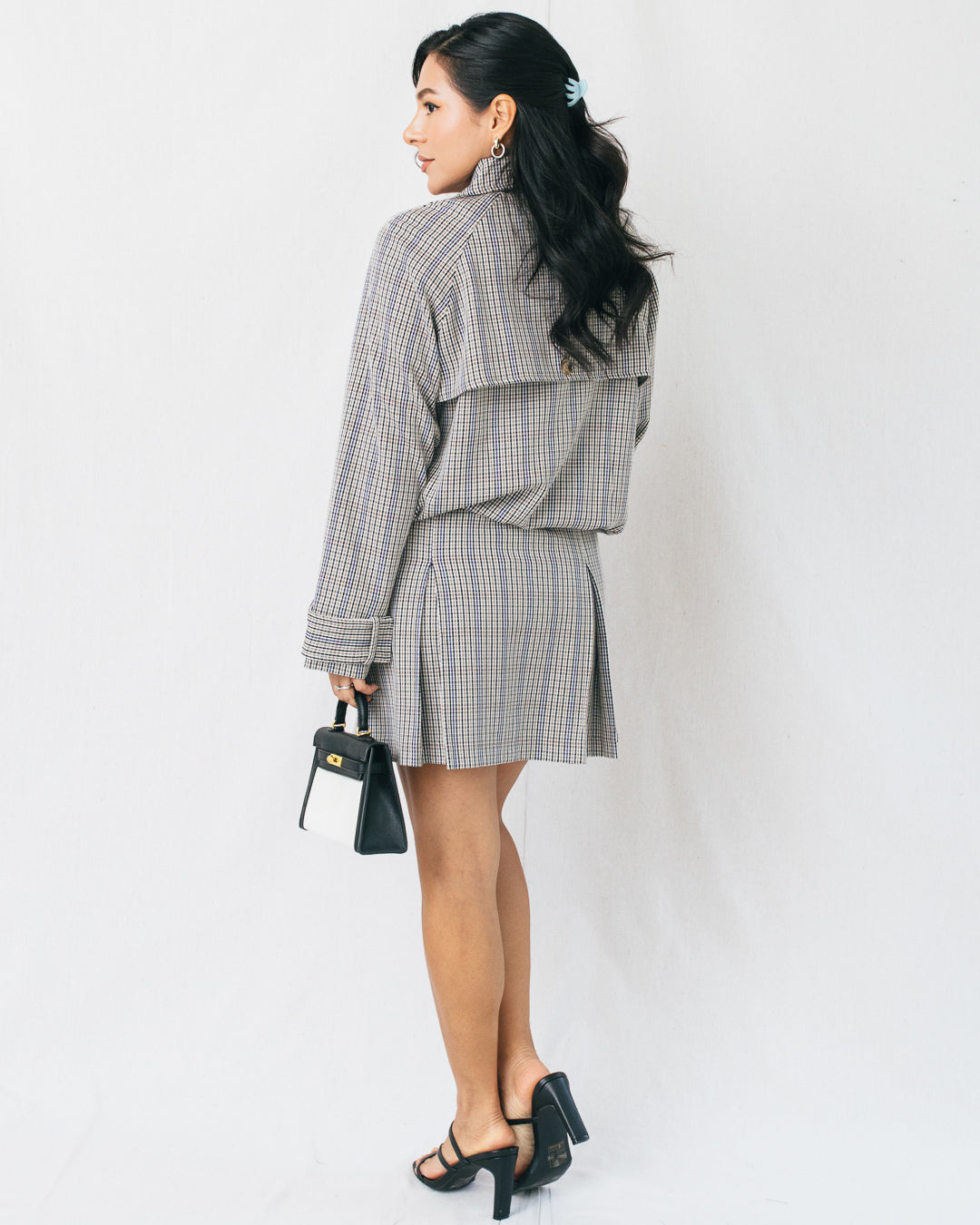 Fannar Plaid Pintuck Detail Mini Skirt