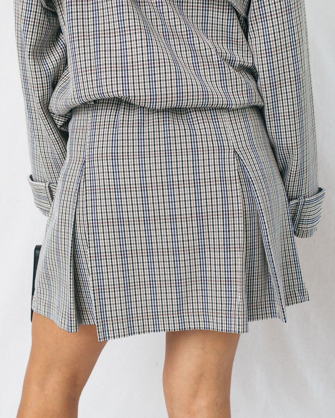 Fannar Plaid Pintuck Detail Mini Skirt