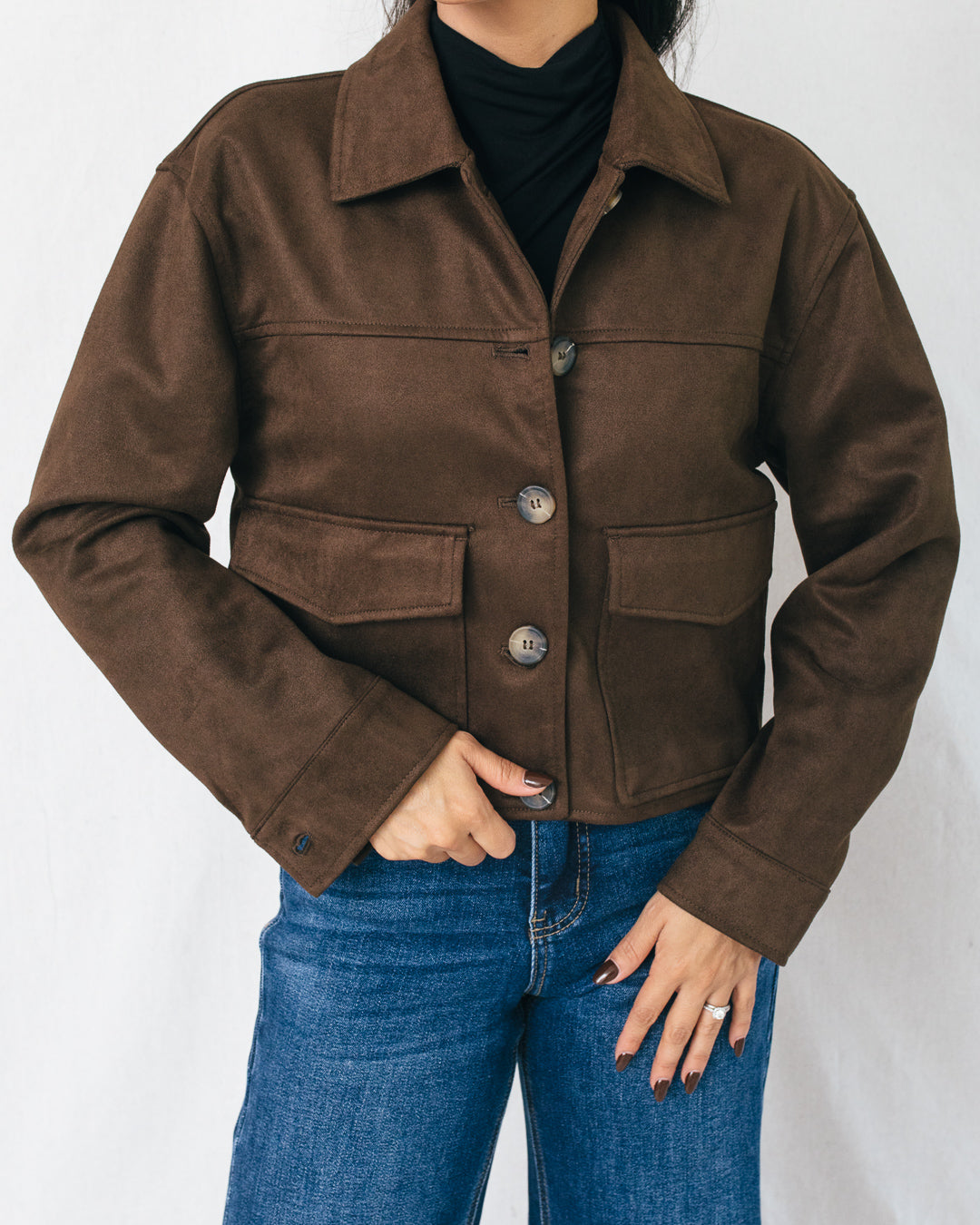 Tawney Faux Suede Cropped Jacket