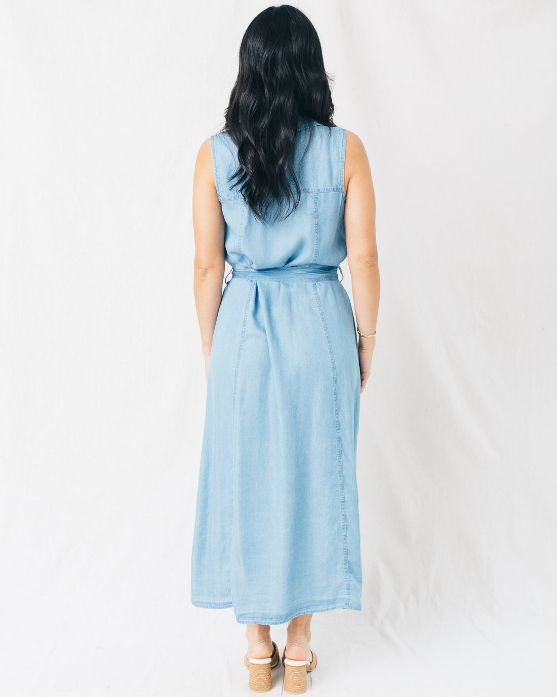 Victoria Collared Sleeveless Belted Midi Dress