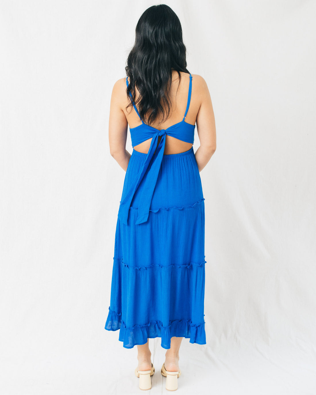 Valery Crochet Top Layered Panel Midi Dress