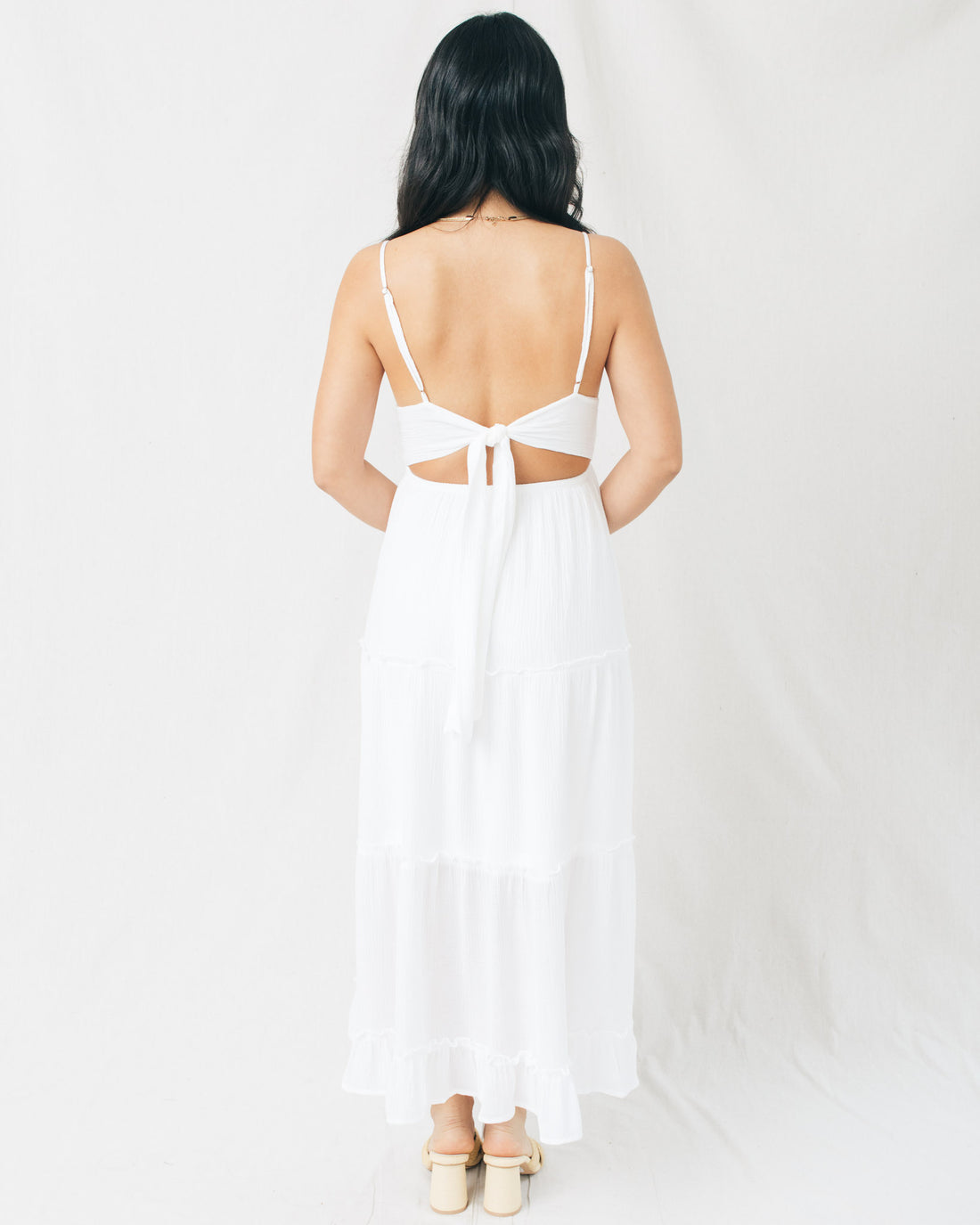 Valery Crochet Top Layered Panel Midi Dress