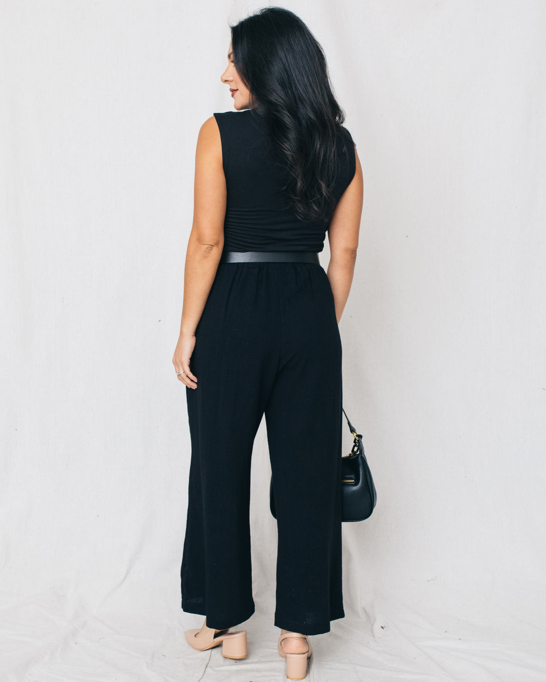 Sonny Pleated Cropped Palazzo Linen Pants