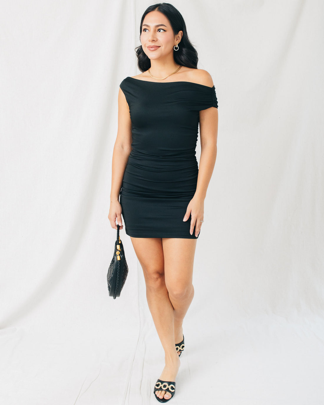 Daniela Off The Shoulder Ruched Mini Dress